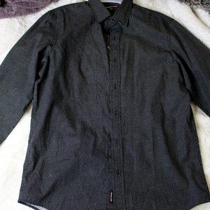 Michael Kors Men's Button Up M, navy blue w/ white dots -- NWT